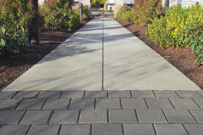 a concrete pathway with stamped