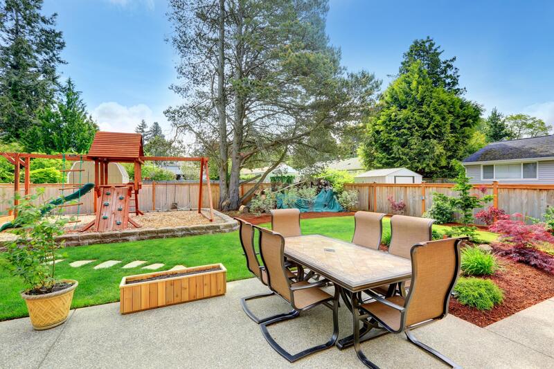 a house patio with play ground